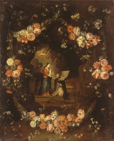 Madonna with the Child and Saint Ildephonsus Framed with a Garland of Flowers by Jan van Kessel the Elder